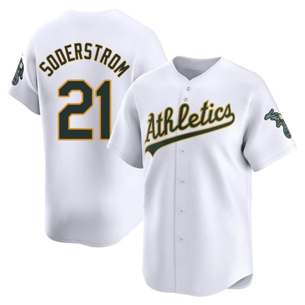Fenge Athletics #21 Tyler Soderstrom Player White Limited Home Stitched Jersey