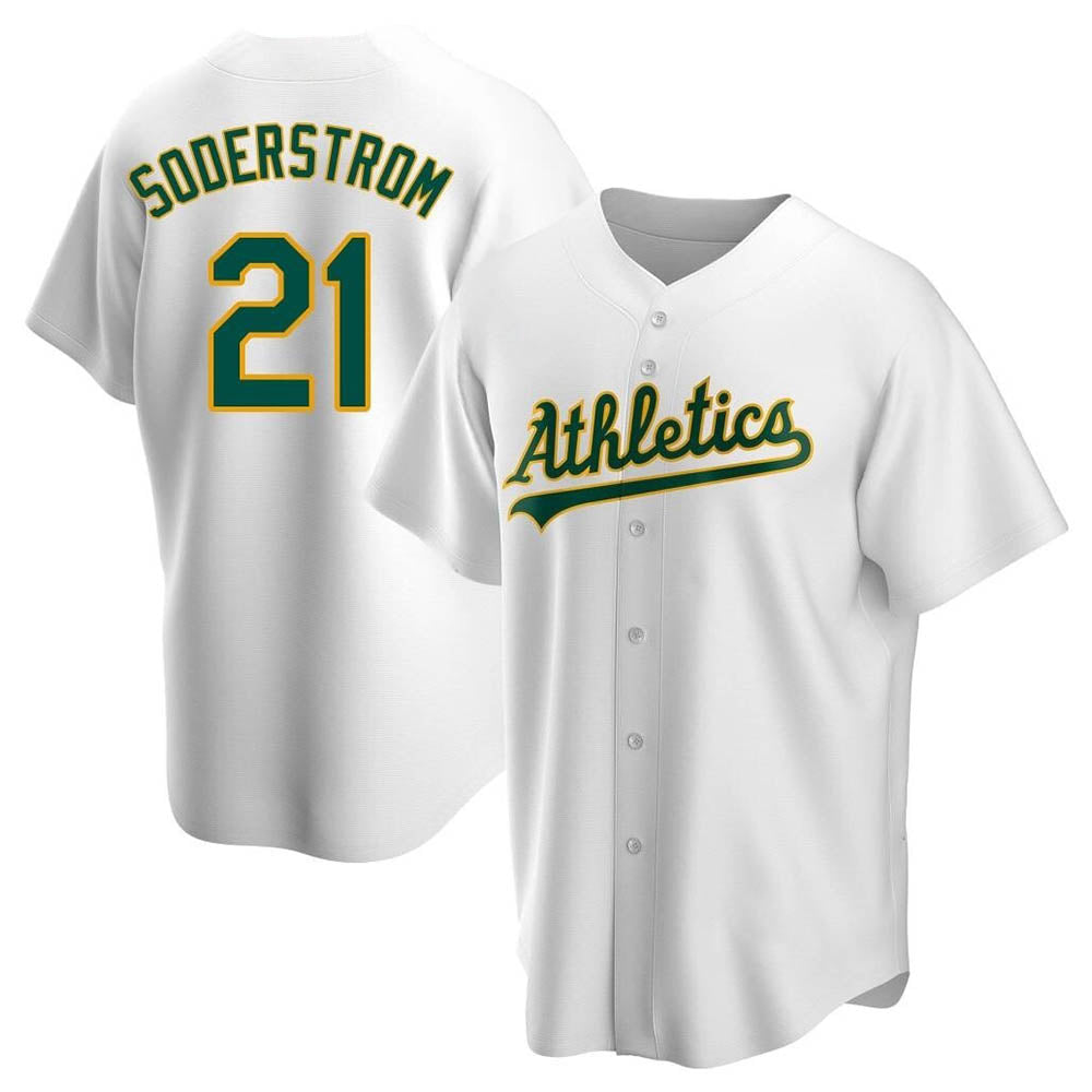 Fenge Athletics #21 Tyler Soderstrom Player White Replica Home Stitched Jersey