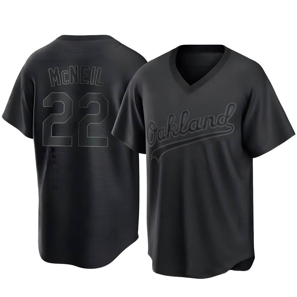 Fenge Athletics #22 Jeff McNeil player Black Replica Pitch Fashion Stitched Jersey