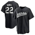 Fenge Athletics #22 Jeff McNeil player Black&White Replica Stitched Jersey