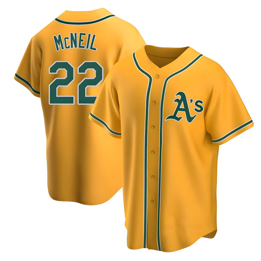 Fenge Athletics #22 Jeff McNeil player Gold Replica Alternate Stitched Jersey