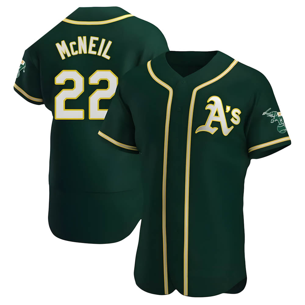 Fenge Athletics #22 Jeff McNeil player Green Authentic Alternate Stitched Jersey