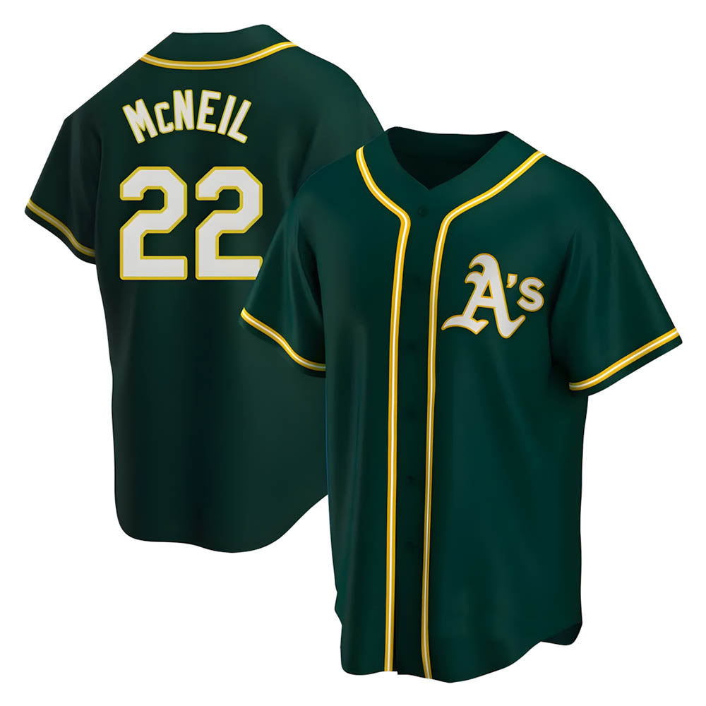 Fenge Athletics #22 Jeff McNeil player Green Replica Alternate Stitched Jersey