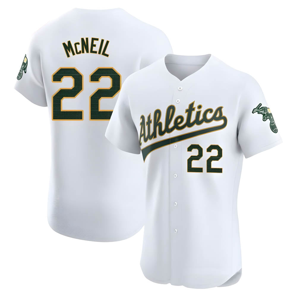Fenge Athletics #22 Jeff McNeil player White Elite Home Stitched Jersey