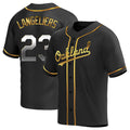 Fenge Athletics #23 Shea Langeliers Player Black Golden Replica Alternate Stitched Jerseys