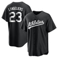 Fenge Athletics #23 Shea Langeliers Player Black&White Replica Stitched Jerseys