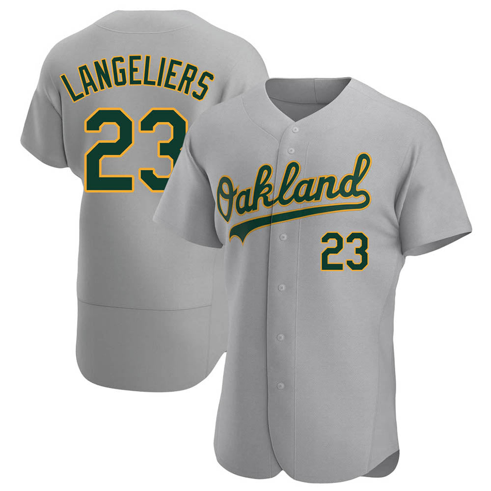Fenge Athletics #23 Shea Langeliers Player Gray Authentic Road Stitched Jersey