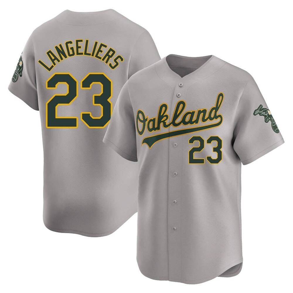 Fenge Athletics #23 Shea Langeliers Player Gray Limited Away Stitched Jersey