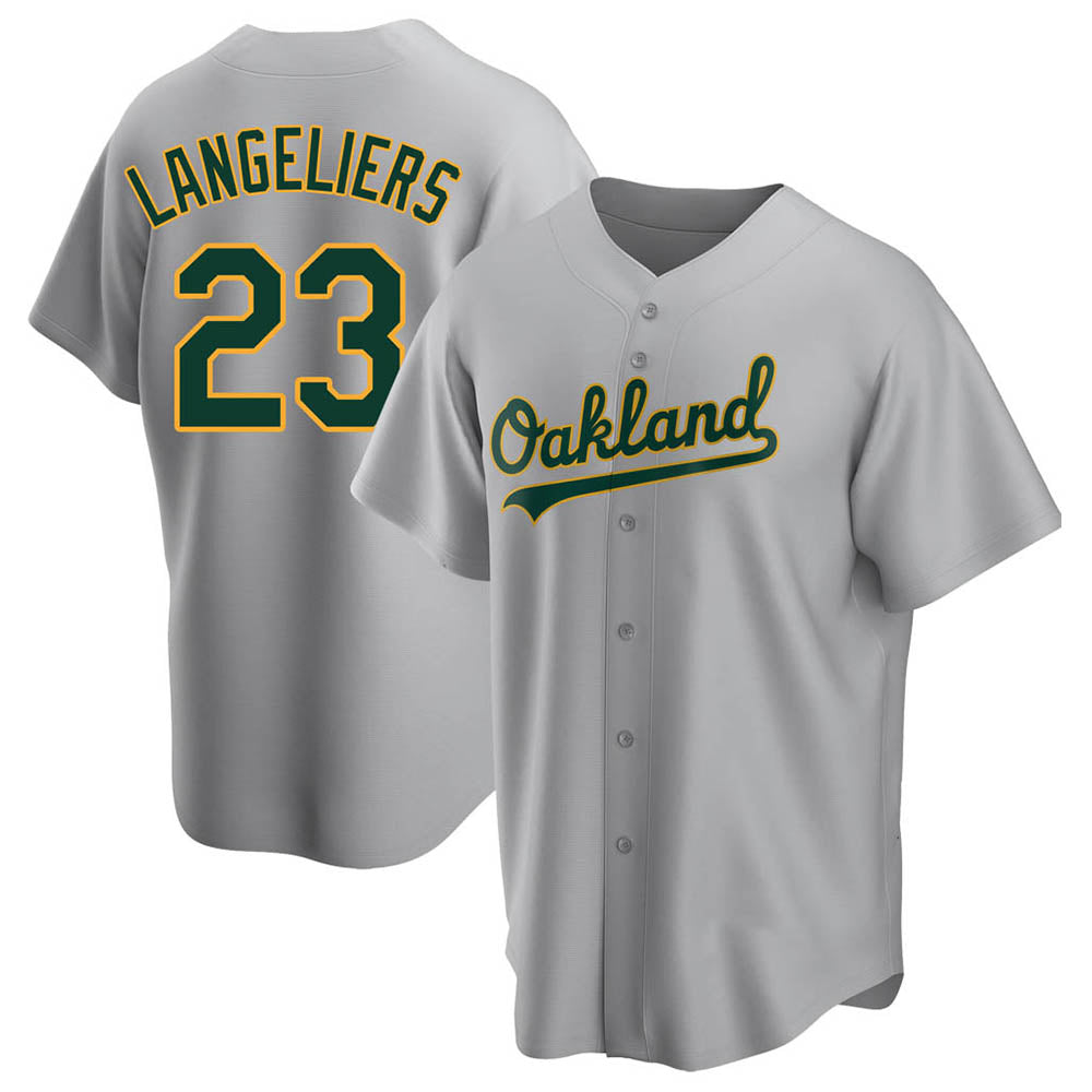 Fenge Athletics #23 Shea Langeliers Player Gray Replica Road Stitched Jerseys