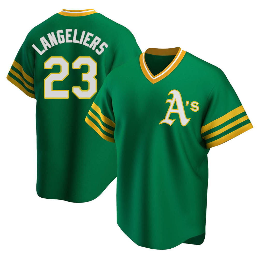 Fenge Athletics #23 Shea Langeliers Player Green Replica Cooperstown Collection T shirt Stitched Jerseys