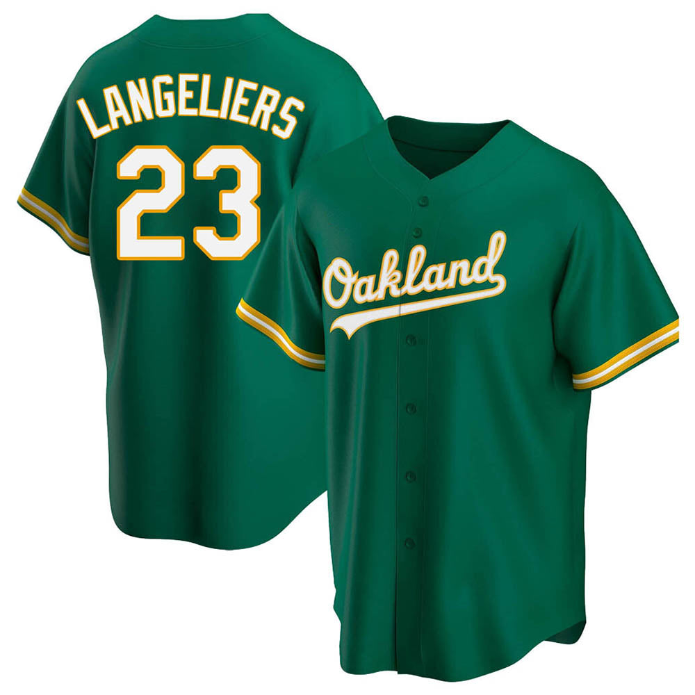 Fenge Athletics #23 Shea Langeliers Player Green Replica Kelly Alternate Stitched Jerseys