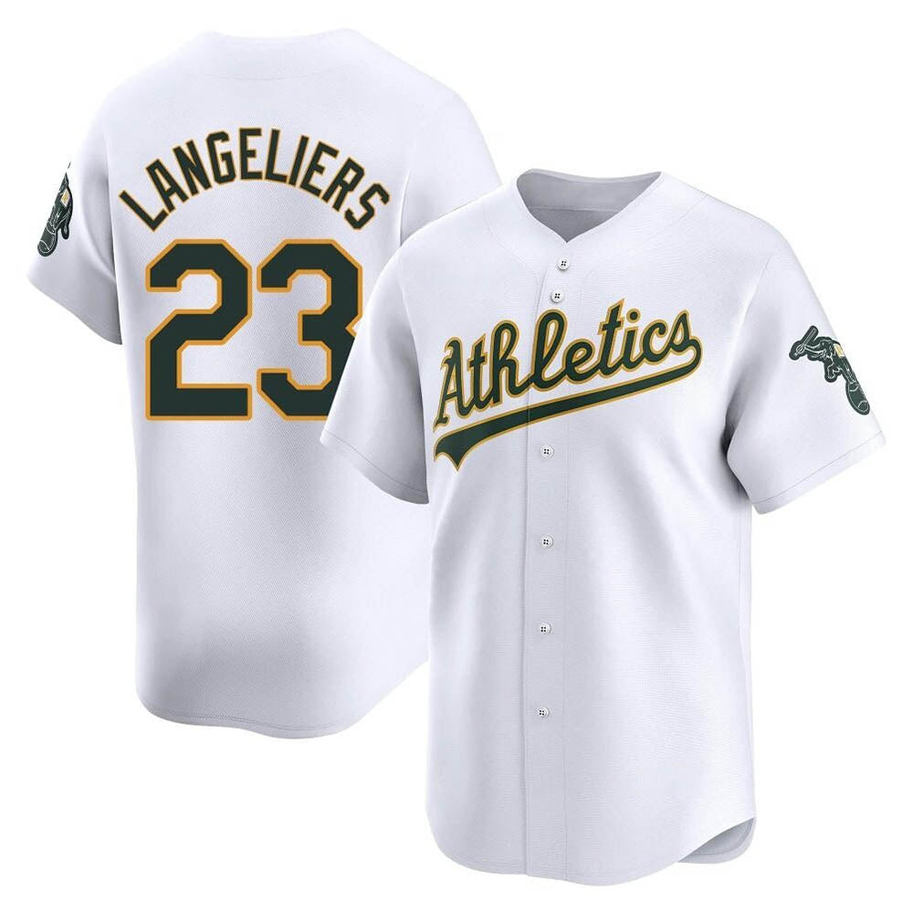 Fenge Athletics #23 Shea Langeliers Player White Limited Home Stitched Jersey