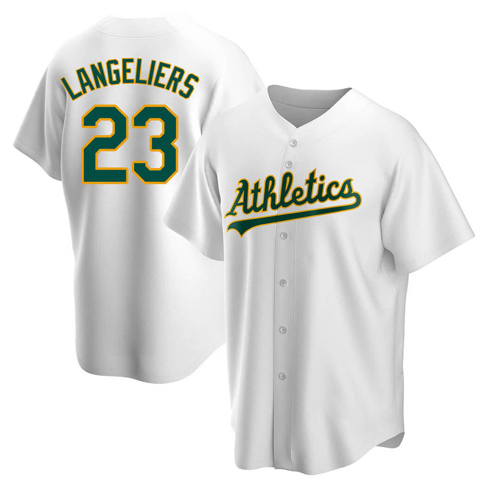 Fenge Athletics #23 Shea Langeliers Player White Replica Home Stitched Jerseys