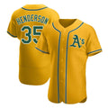 Fenge Athletics #35 Rickey Henderson Player Gold Authentic Alternate Stitched Jersey