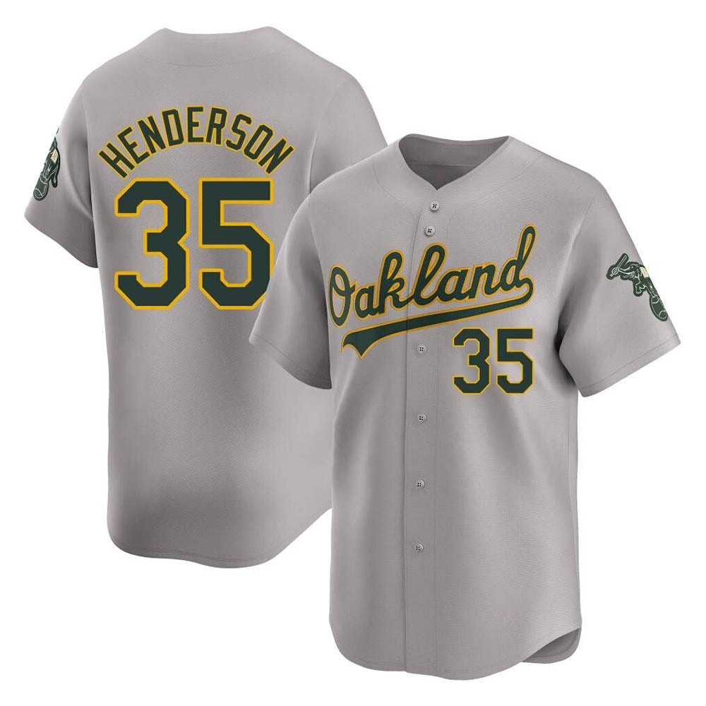 Fenge Athletics #35 Rickey Henderson Player Gray Limited Away Stitched Jersey