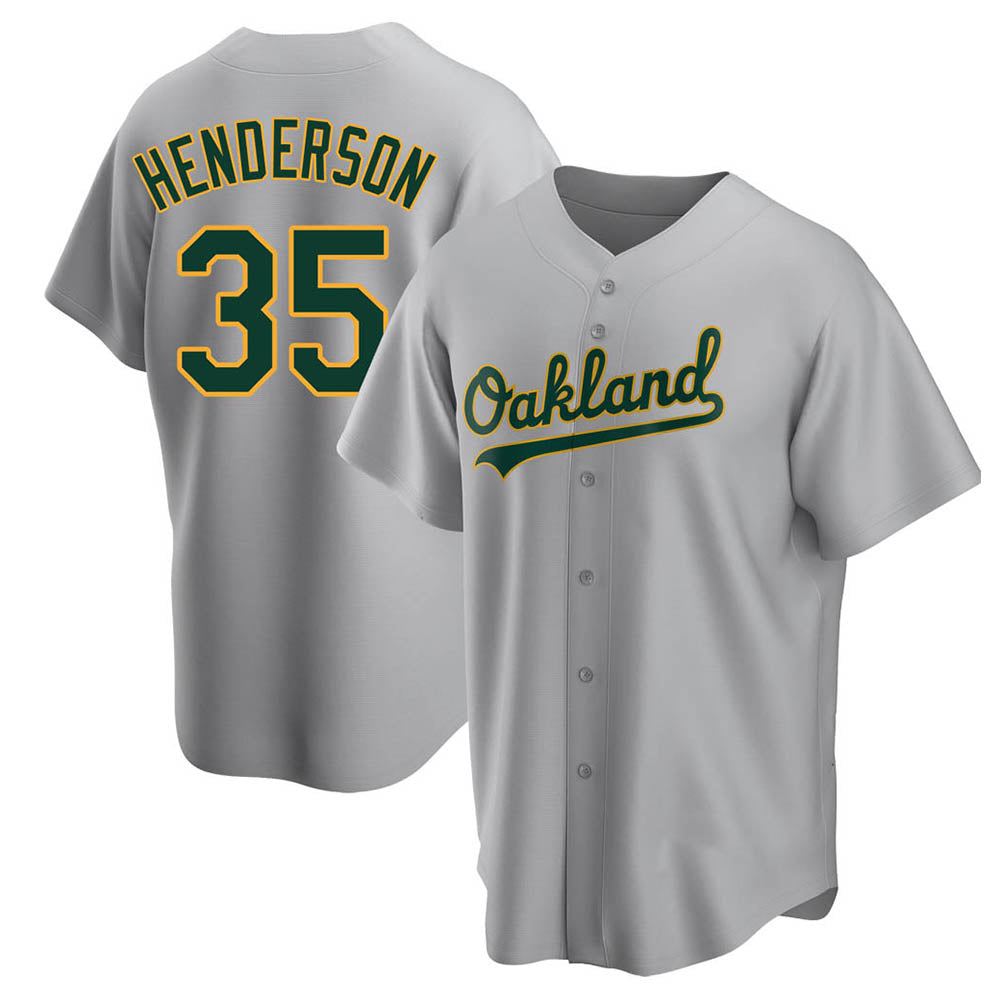 Fenge Athletics #35 Rickey Henderson Player Gray Replica Road Stitched Jersey