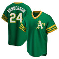 Fenge Athletics #24 Rickey Henderson Player Green Replica Cooperstown Collection T shirt Stitched Jersey