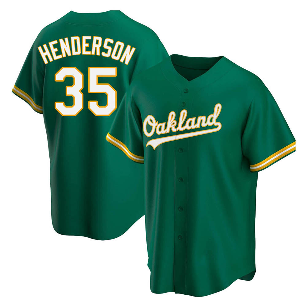 Fenge Athletics #35 Rickey Henderson Player Green Replica Kelly Alternate Stitched Jersey