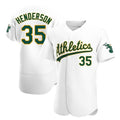 Fenge Athletics #35 Rickey Henderson Player White Authentic Home Stitched Jersey