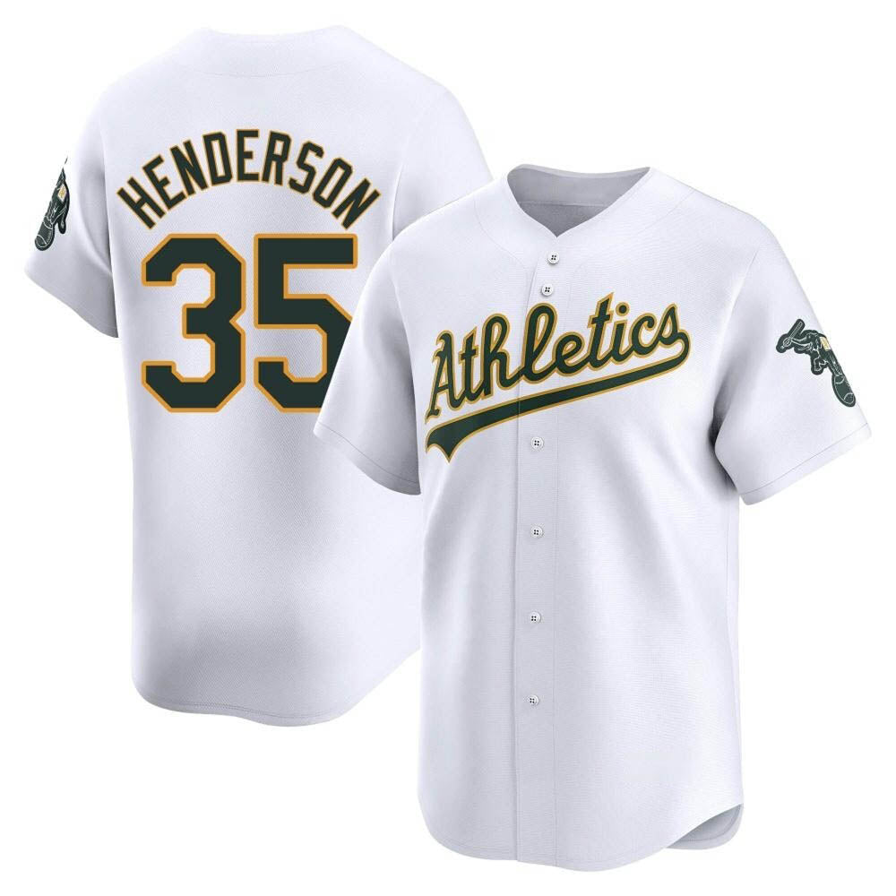 Fenge Athletics #35 Rickey Henderson Player White Limited Home Stitched Jersey
