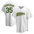 Fenge Athletics #35 Rickey Henderson Player White Replica Home Stitched Jersey
