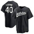 Fenge Athletics #40 Luis Severino player Black&White Replica Stitched Jersey
