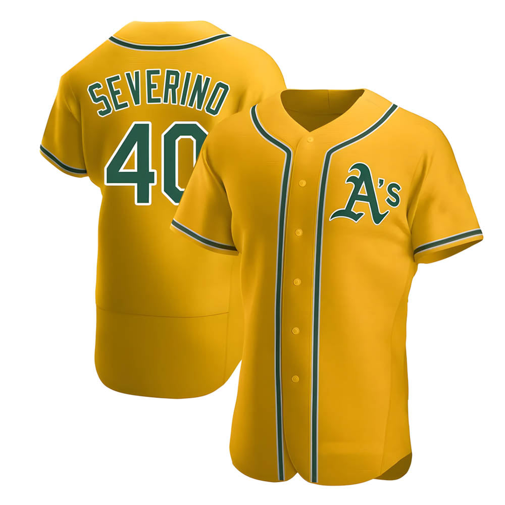 Fenge Athletics #40 Luis Severino player Gold Authentic Alternate Stitched Jersey