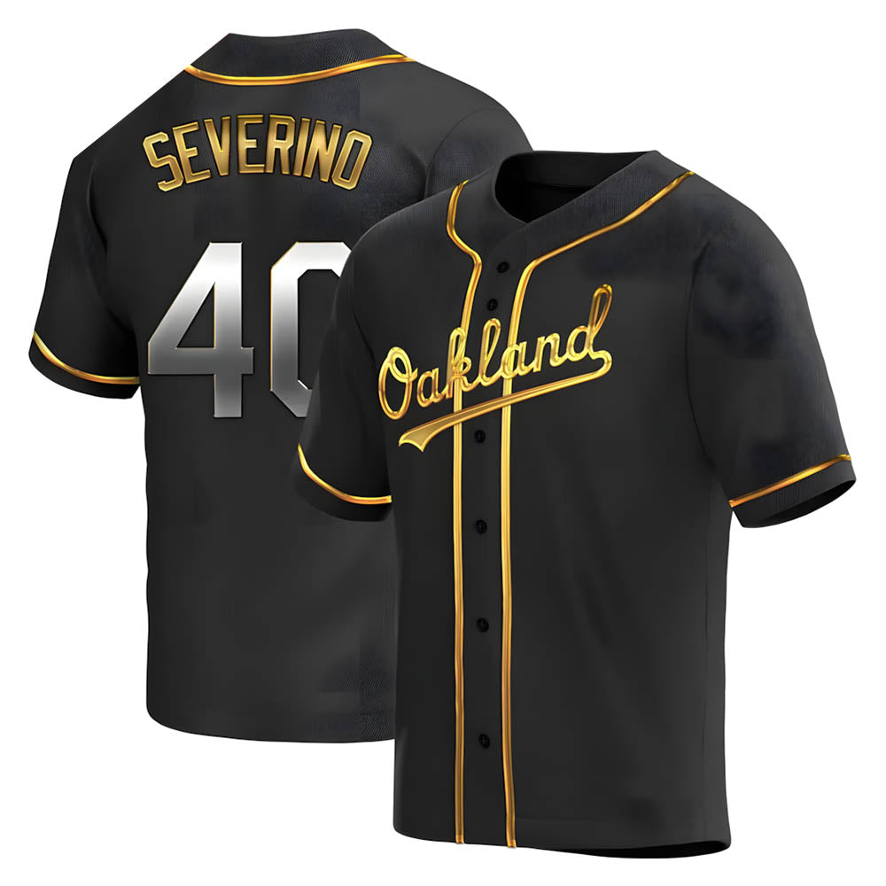 Fenge Athletics #40 Luis Severino player Gold Replica Black en Alternate Stitched Jersey