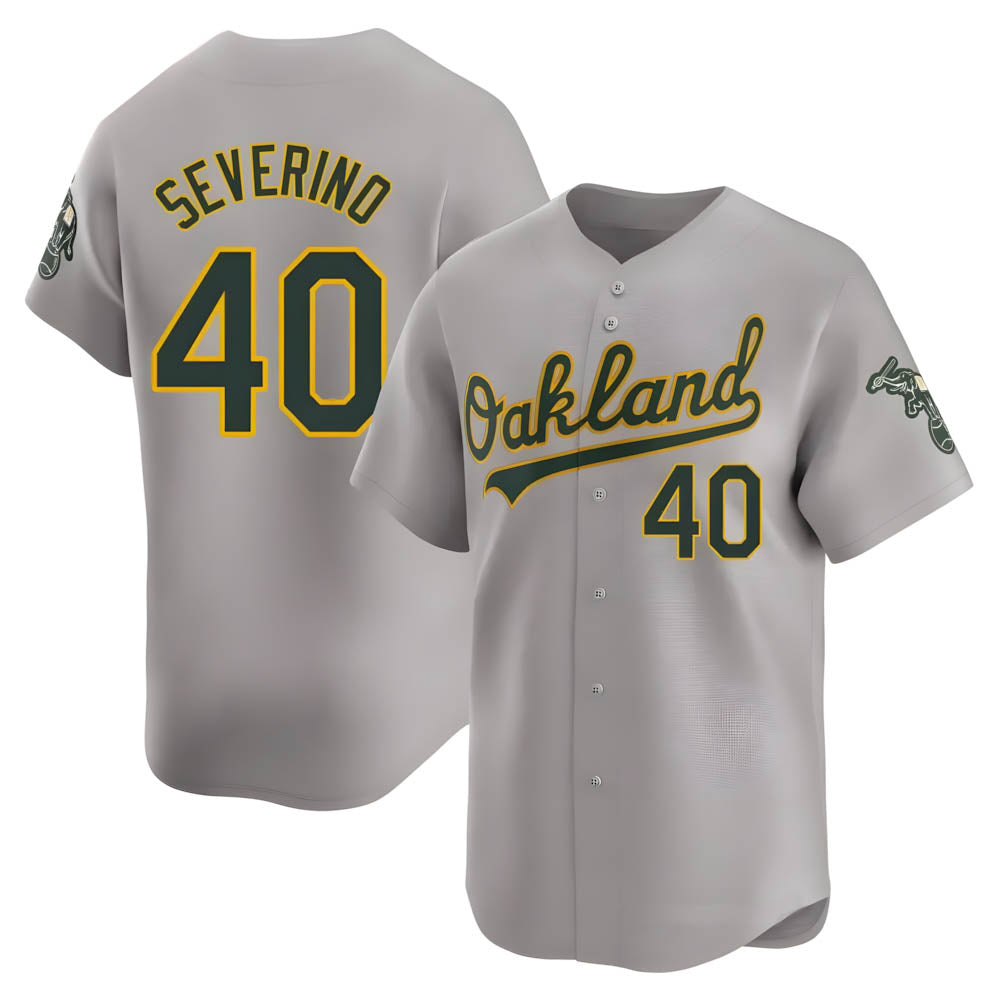 Fenge Athletics #40 Luis Severino player Gray Limited Away Stitched Jersey