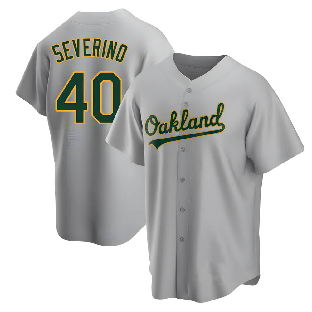 Fenge Athletics #40 Luis Severino player Gray Replica Road Stitched Jersey