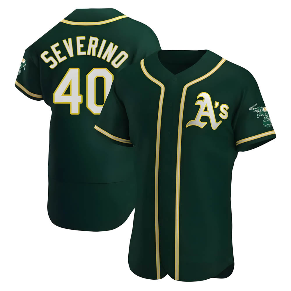 Fenge Athletics #40 Luis Severino player Green Authentic Alternate Stitched Jersey