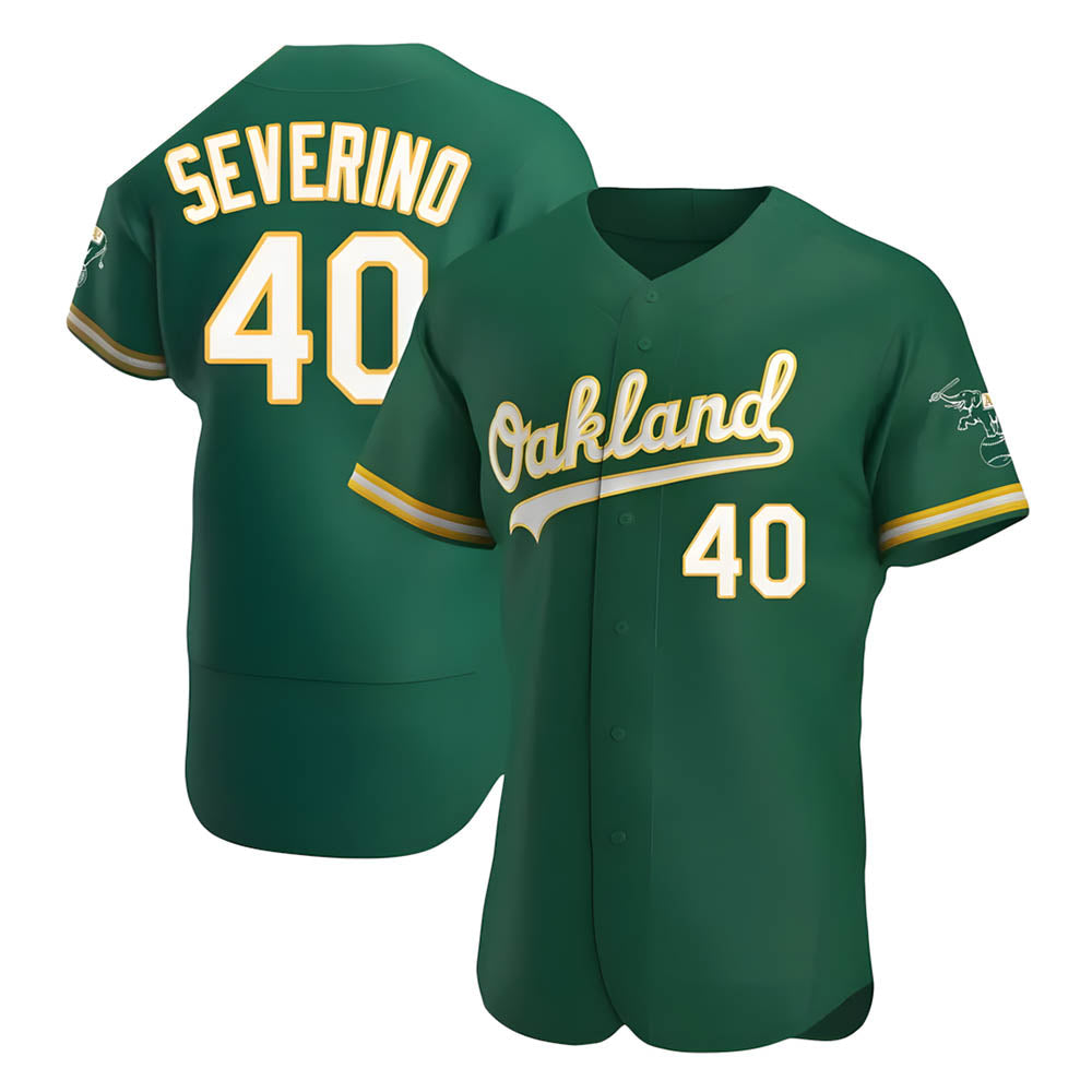 Fenge Athletics #40 Luis Severino player Green Authentic Kelly Alternate Stitched Jersey