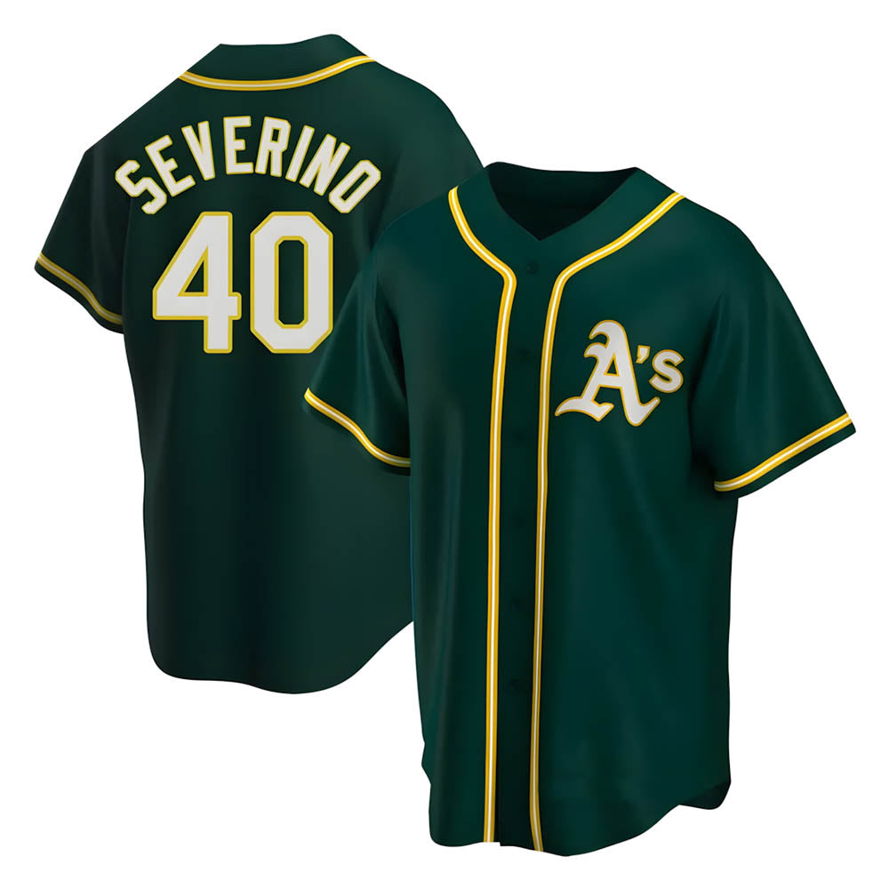 Fenge Athletics #40 Luis Severino player Green Replica Alternate Stitched Jersey