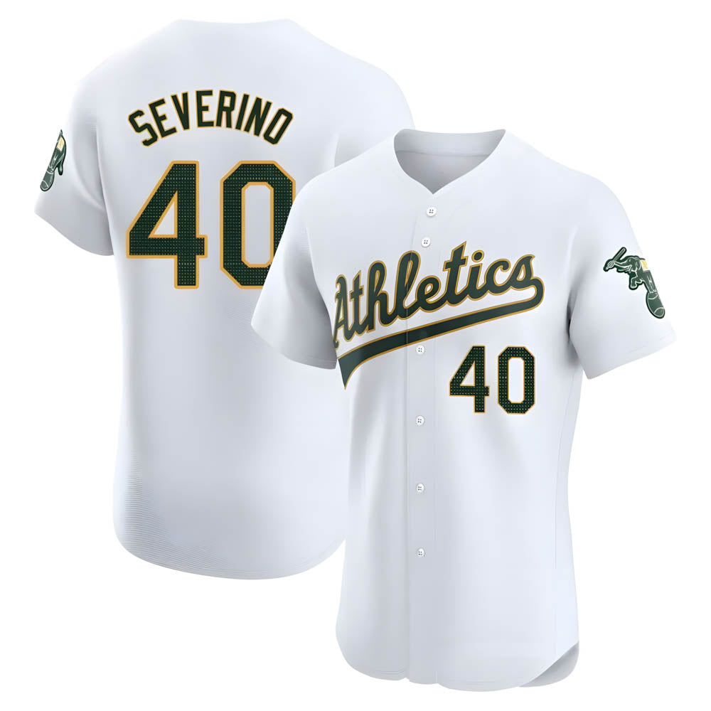 Fenge Athletics #40 Luis Severino player White Elite Home Stitched Jersey