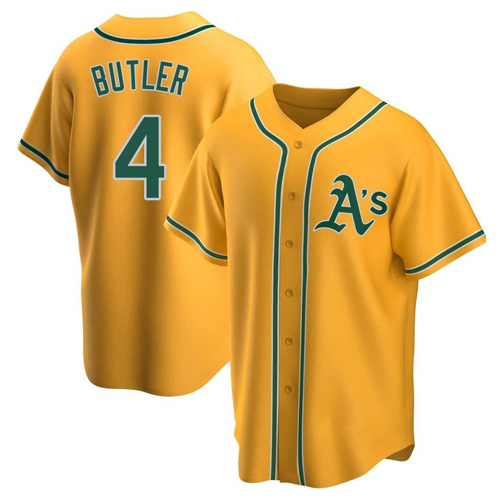Fenge Athletics #4 Lawrence Butler player Gold Replica Alternate Stitched Jersey