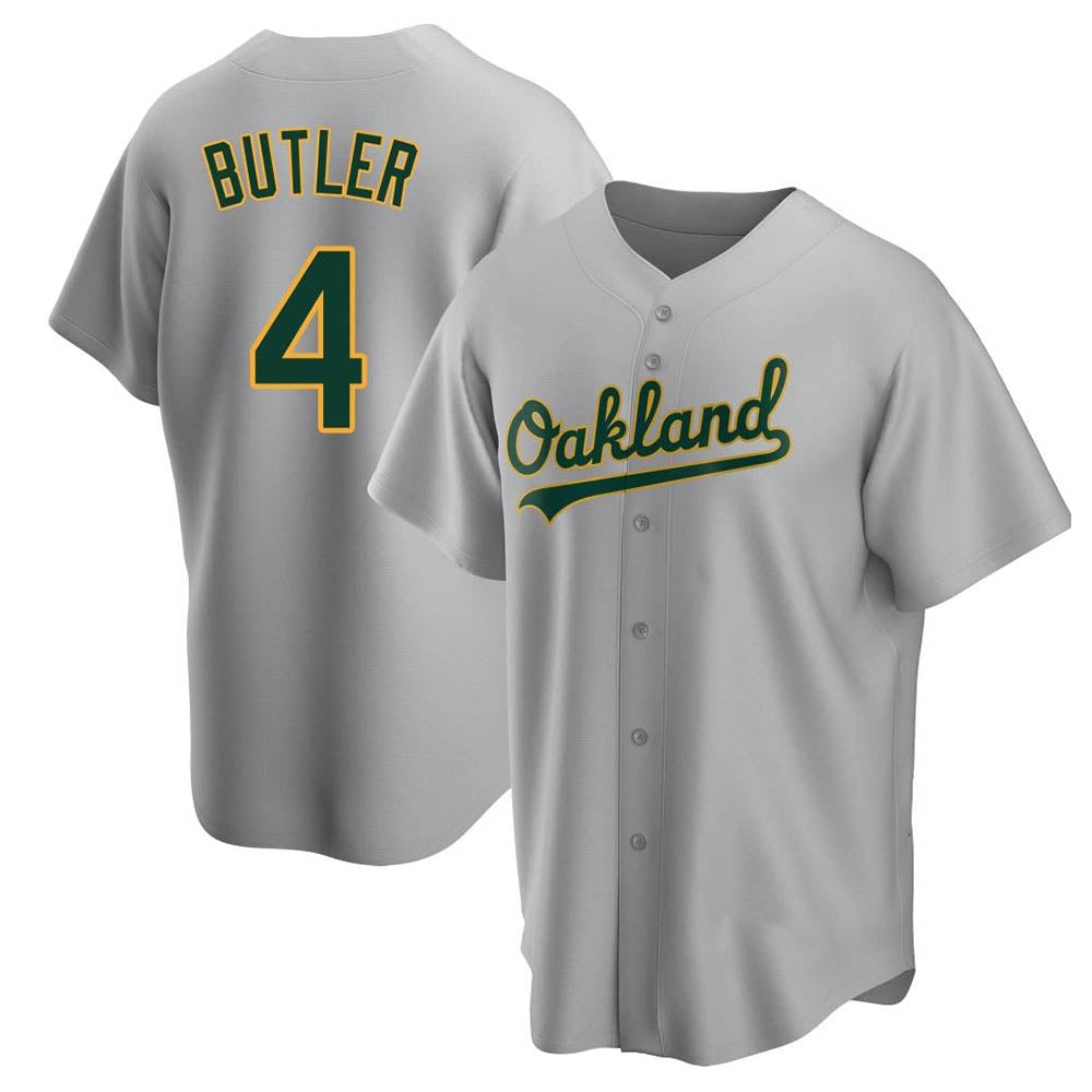 Fenge Athletics #4 Lawrence Butler player Gray Replica Road Stitched Jersey
