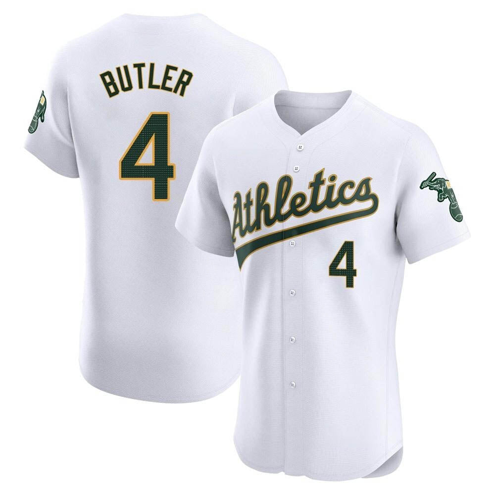 Fenge Athletics #4 Lawrence Butler player White Elite Home Stitched Jersey