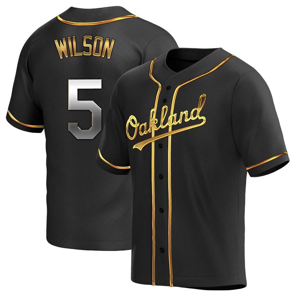 Fenge Athletics #5 Jacob Wilson Black Golden Replica Alternate  Stitched Jersey