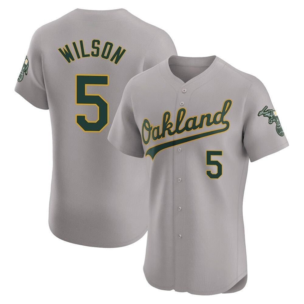 Fenge Athletics #5 Jacob Wilson Gray Elite Road Stitched Jersey