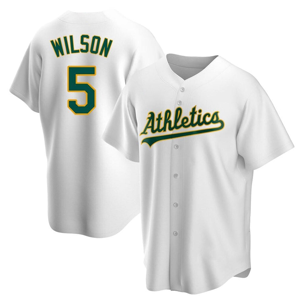 Fenge Athletics #5 Jacob Wilson White Replica Home Stitched Jersey