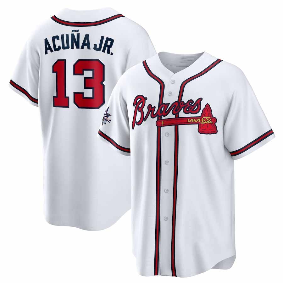 Fenge A.Braves #13 Ronald Acuna Jr. 2025 All-Star Game Home Replica Player Jersey - White Stitched Personalized Jersey