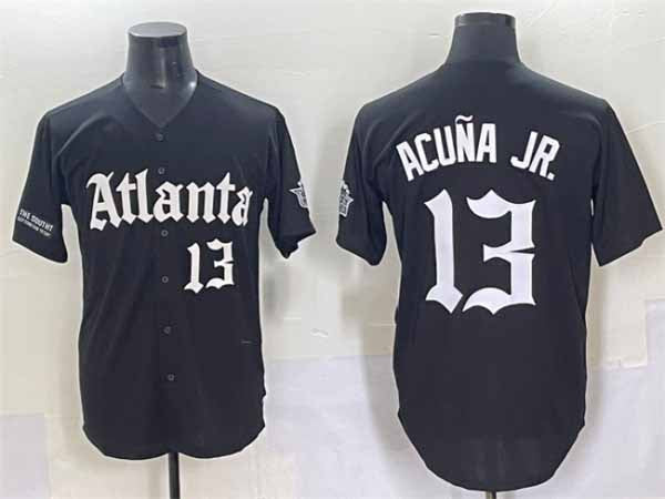 Fenge A.Braves #13 Ronald Acuna Jr. Black Gothic South x Outkast Edition Vapor Limited Stitched Personalized Jersey