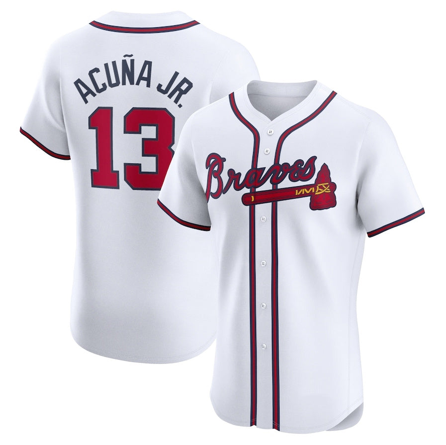 Fenge A.Braves #13 Ronald Acuna Jr. Home Elite Jersey - White Personalized Jerseys