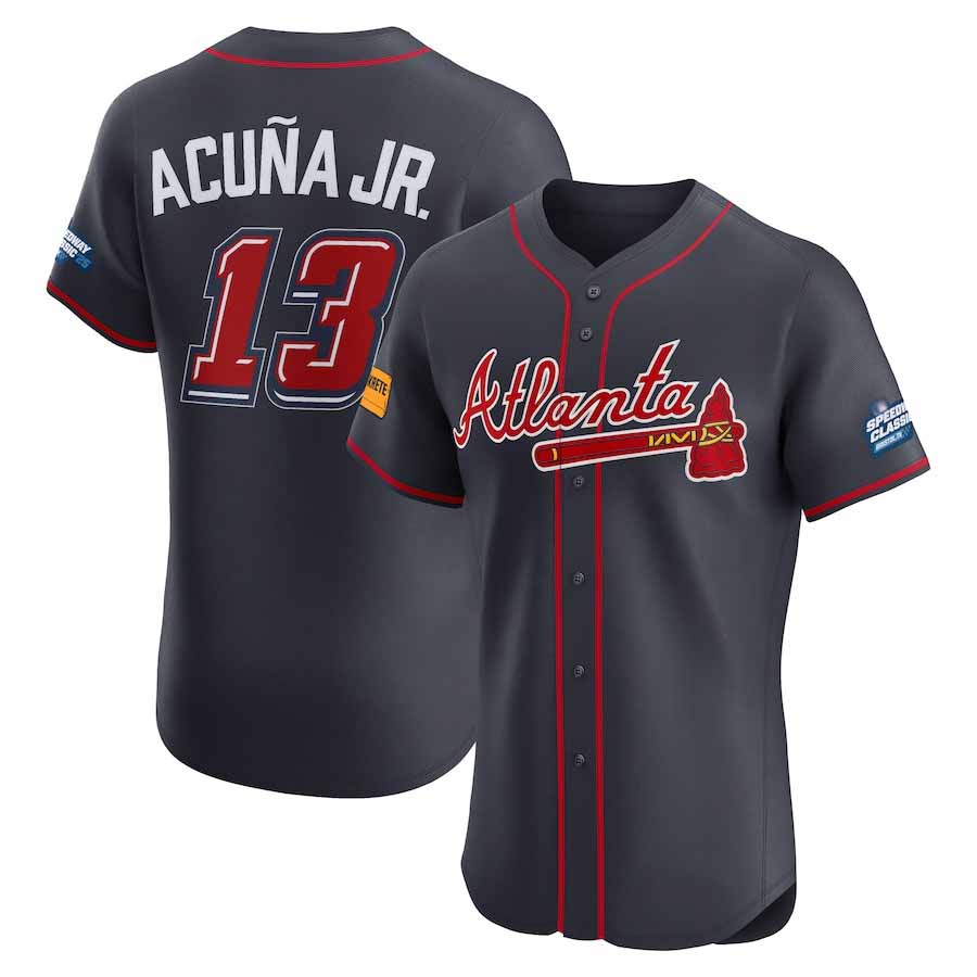 Fenge A.Braves #13 Ronald Acuna Jr. Navy 2025 Speedway Classic Alternate Elite Player Personalized Jersey