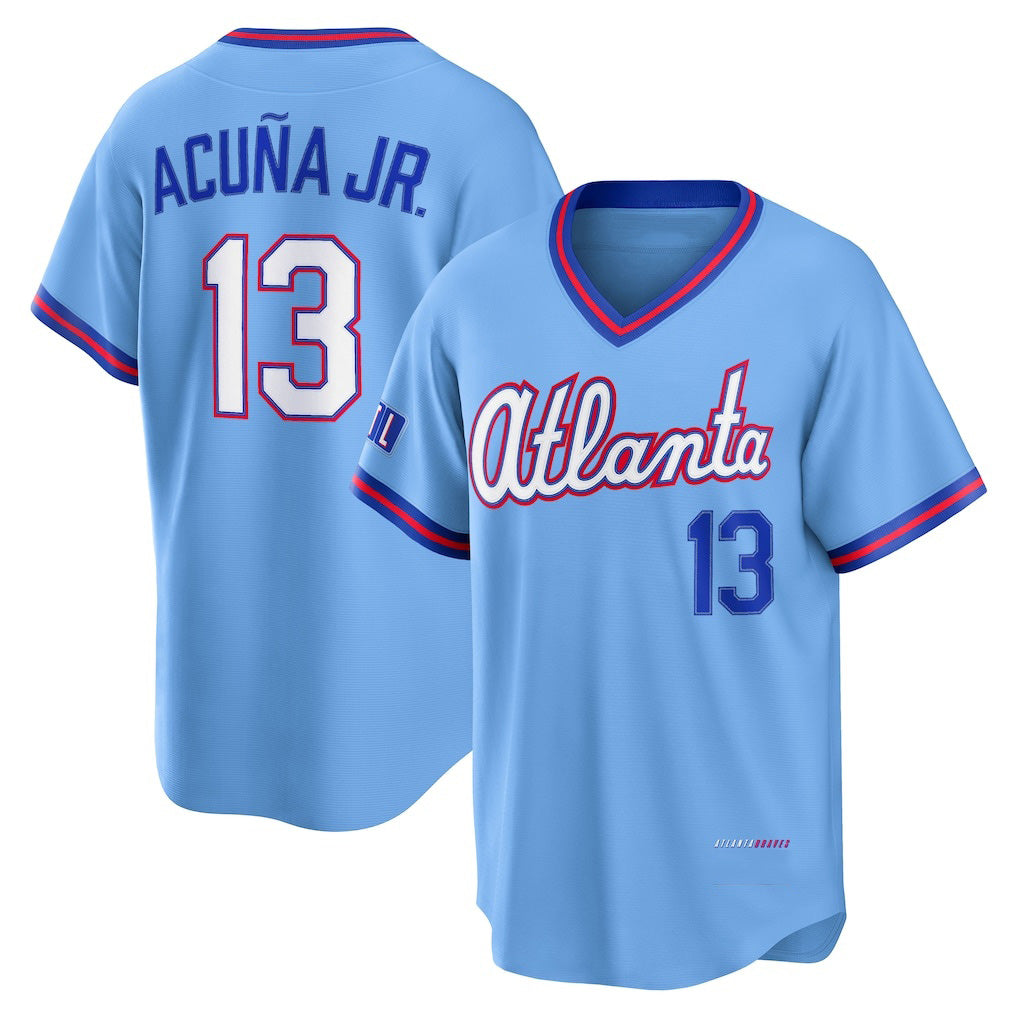 Fenge A.Braves #13 Ronald Acuna Jr. Powder Blue 2026 City Connect Stadium Stitched Personalized Jersey