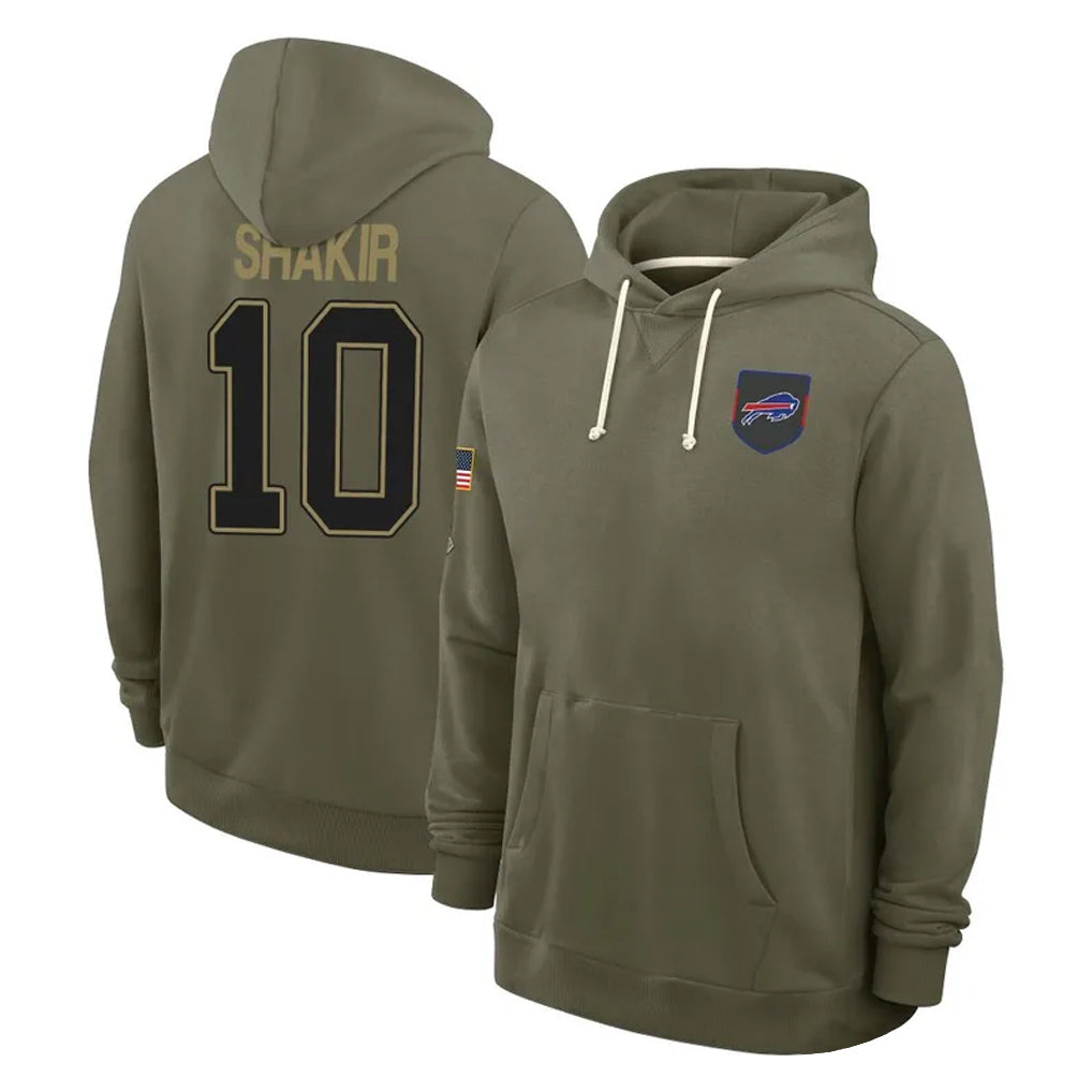 Fenge B.Bills #10 Khalil Shakir Player Olive Salute to Service Hoodies Stitched Jerseys