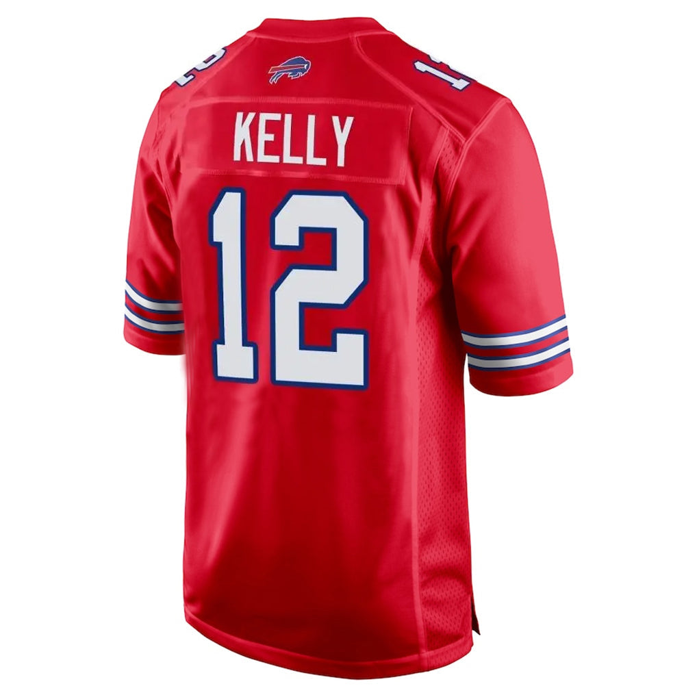Fenge B.Bills #12 Jim Kelly Player Red Home Game Stitched Jerseys