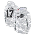 Fenge B.Bills #17 Josh Allen Player Arctic Camo Salute to Service Hoodies Limited Stitched Jerseys