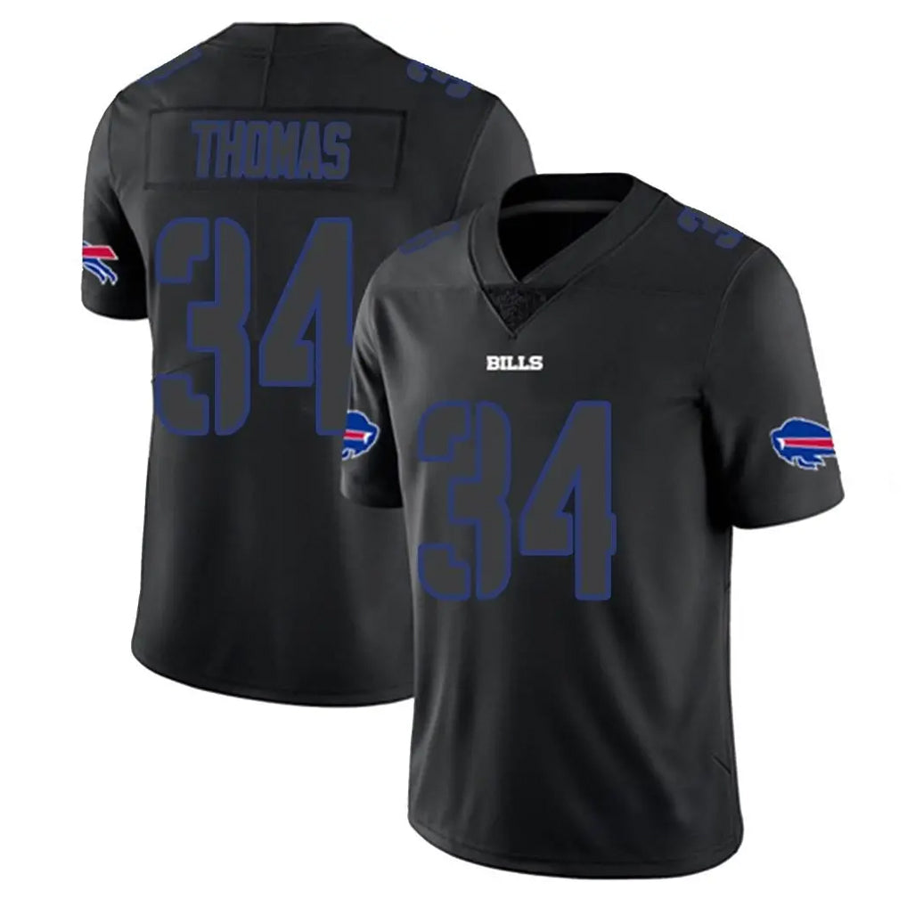 Fenge B.Bills #34 Thurman Thomas Player Black Impact Limited Home Game Stitched Jerseys