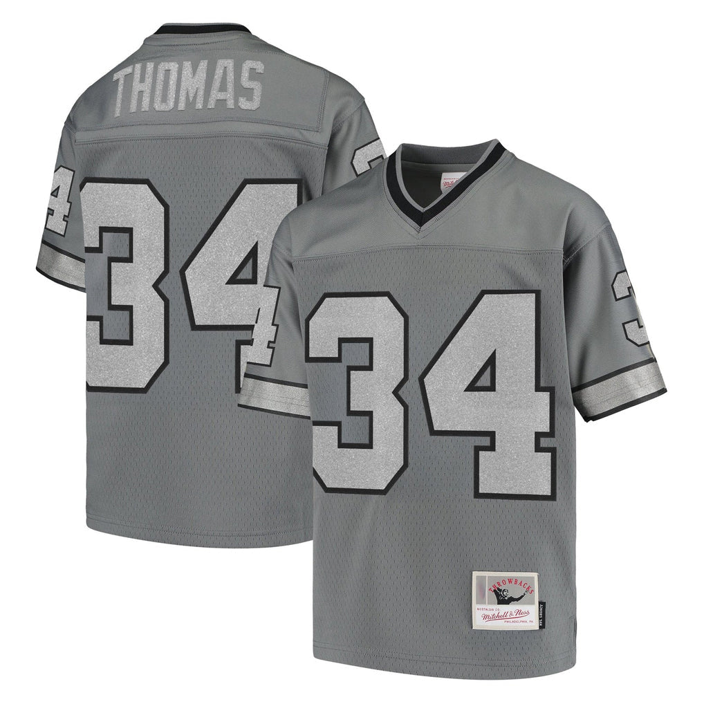 Fenge B.Bills #34 Thurman Thomas Player Gray Throwback Replica Stitched Jerseys